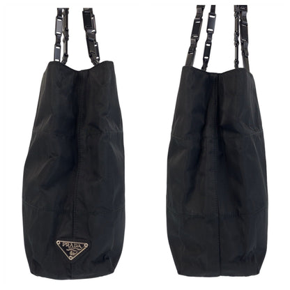 PRADA Tote Bag Nylon Black black Test Triangle With logo