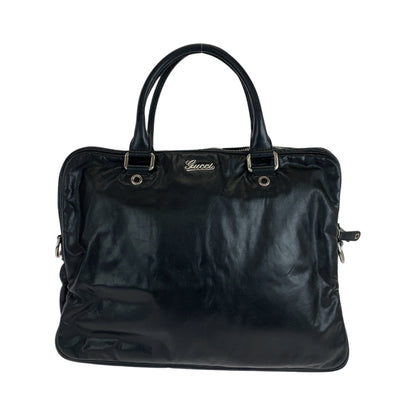 GUCCI Business bag 211113 leather Black SilverMetal
