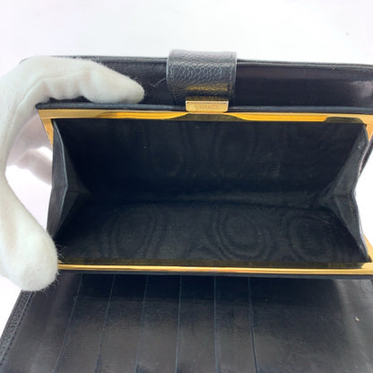 CHANEL Long Wallet Purse Caviar skin Black GoldMetal COCO Mark