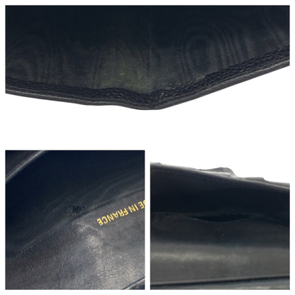CHANEL Long Wallet Purse Caviar skin Black GoldMetal COCO Mark