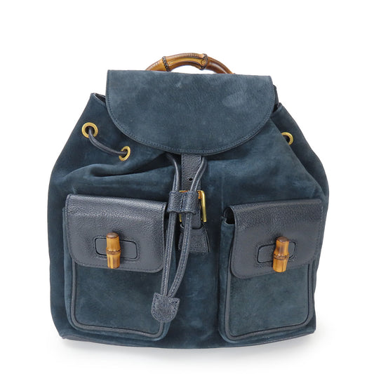 GUCCI Backpack 003.58.0016 Suede Navy Bamboo