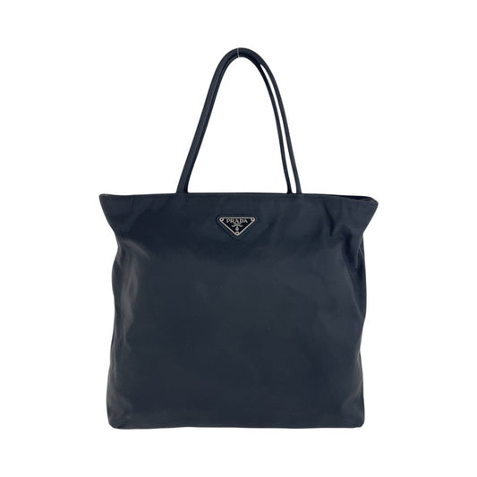 PRADA Tote Bag Nylon Black SilverMetal Test Triangle With logo