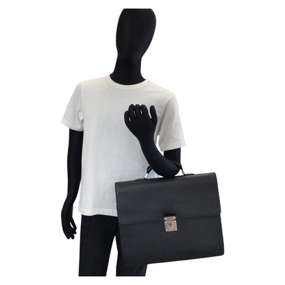LOUIS VUITTON Business bag M31052 leather Ardoise Black SilverMetal Taiga Robusto 1