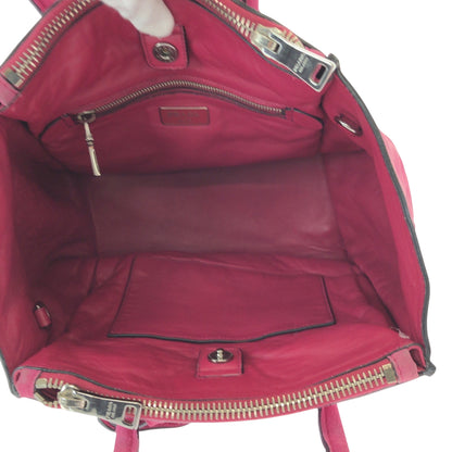 PRADA Tote Bag BN2625 Suede Pink SilverMetal Triangle With logo