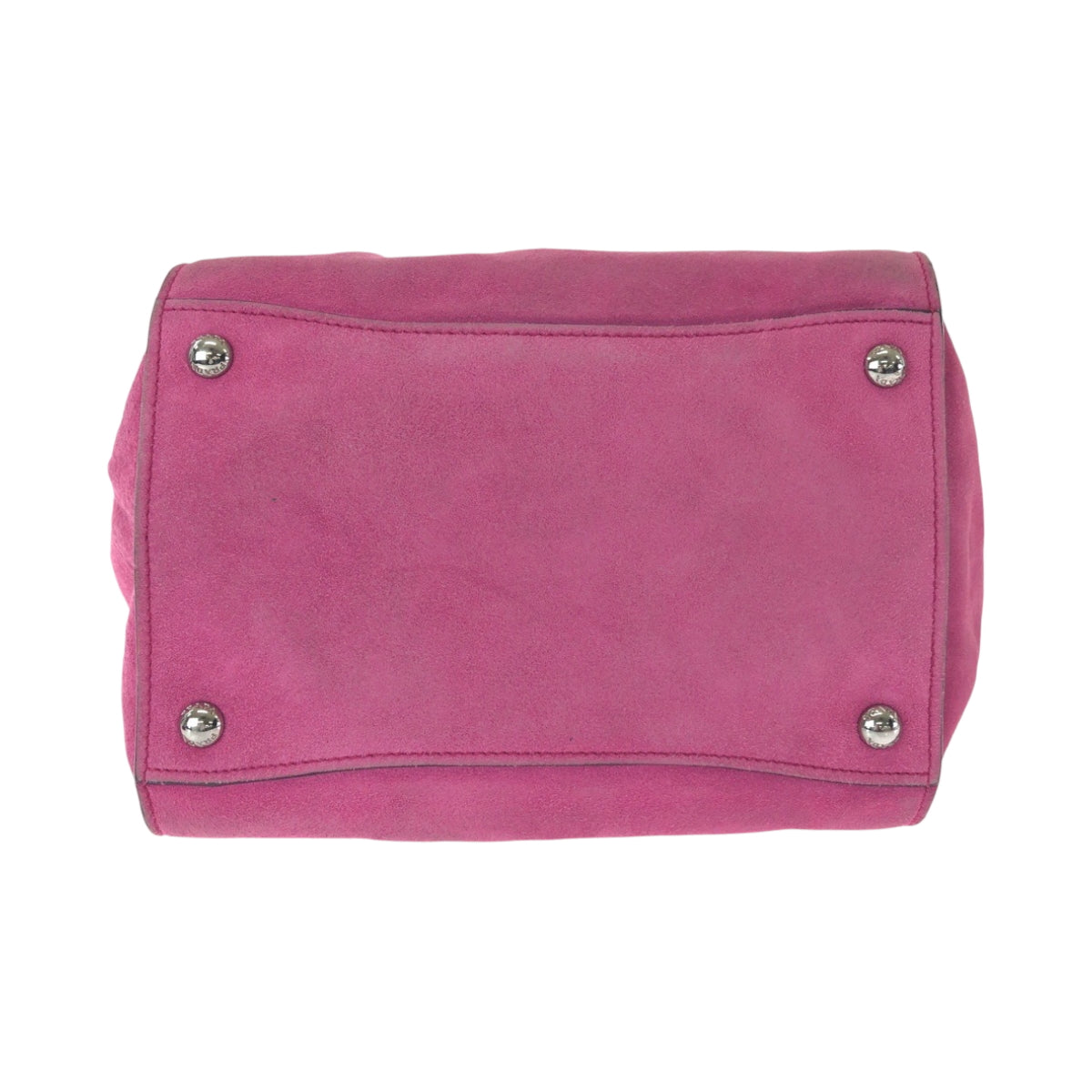 PRADA Tote Bag BN2625 Suede Pink SilverMetal Triangle With logo