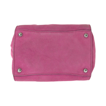 PRADA Tote Bag BN2625 Suede Pink SilverMetal Triangle With logo