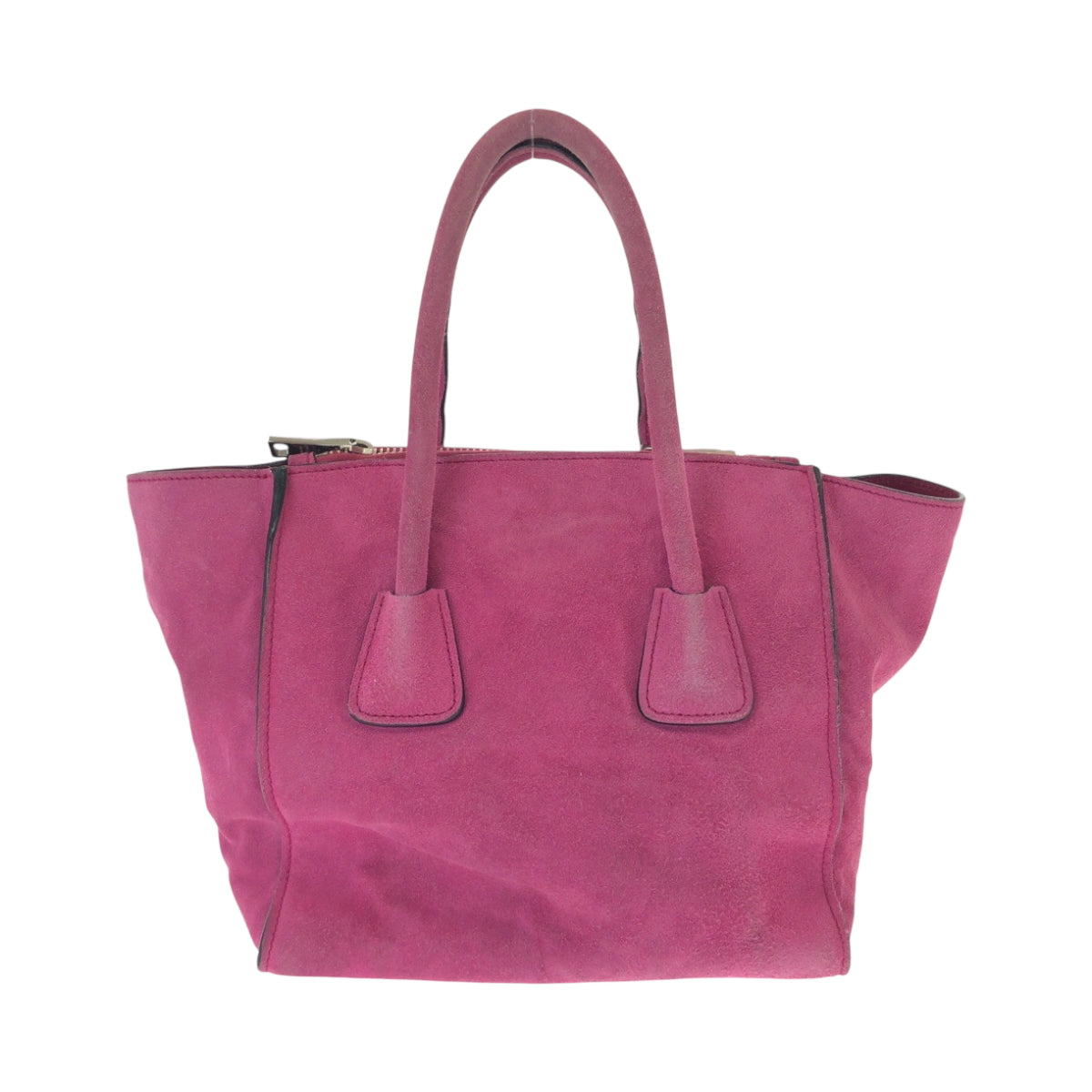 PRADA Tote Bag BN2625 Suede Pink SilverMetal Triangle With logo