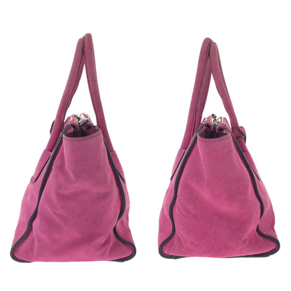 PRADA Tote Bag BN2625 Suede Pink SilverMetal Triangle With logo