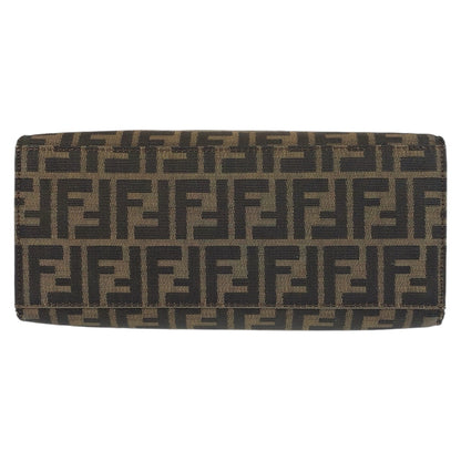 FENDI Tote Bag canvas Brown Silver Metal Zucca