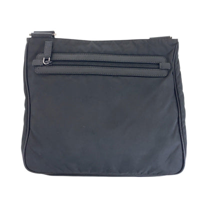 PRADA Shoulder Bag Nylon Black SilverMetal Testo Saffiano Triangle With logo