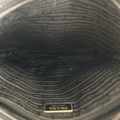 PRADA Shoulder Bag Nylon Black SilverMetal Testo Saffiano Triangle With logo