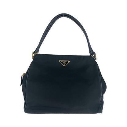 PRADA Tote Bag Nylon Black GoldMetal Test Triangle With logo