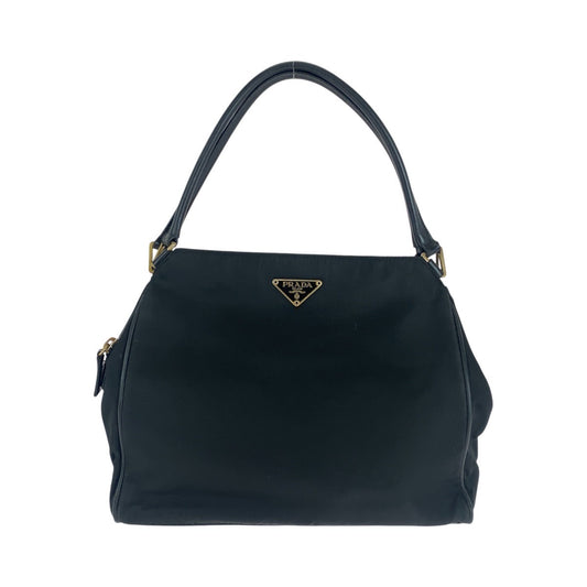 PRADA Tote Bag Nylon Black GoldMetal Test Triangle With logo