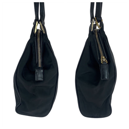 PRADA Tote Bag Nylon Black GoldMetal Test Triangle With logo