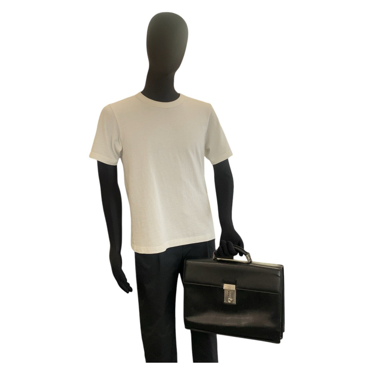 PRADA Business bag leather Black SilverMetal Safiano