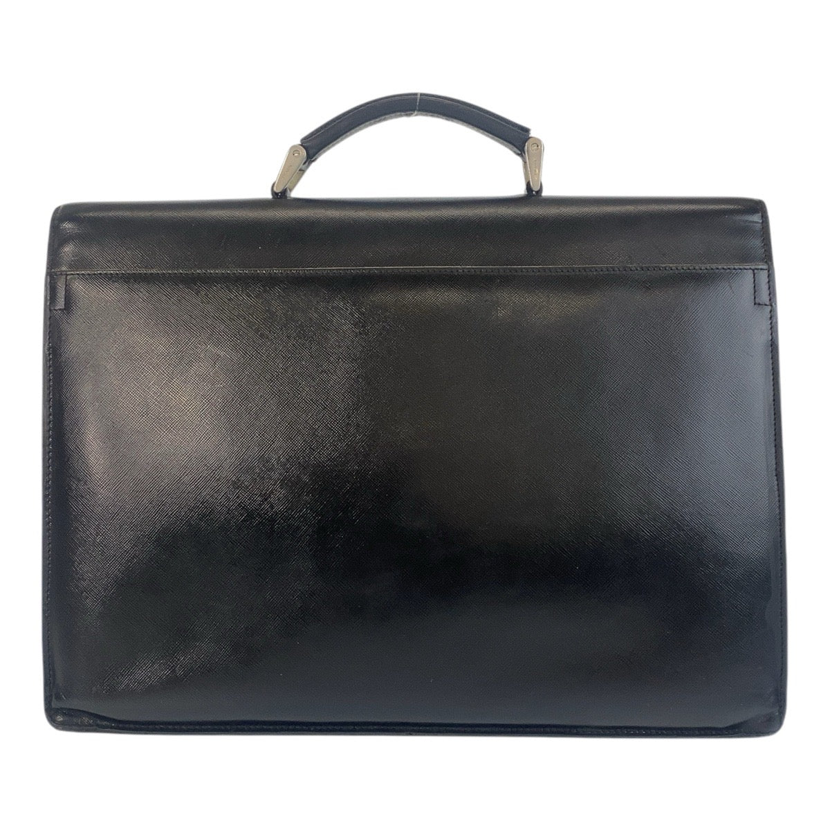PRADA Business bag leather Black SilverMetal Safiano