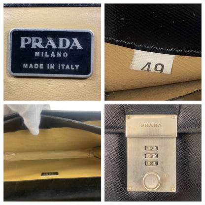 PRADA Business bag leather Black SilverMetal Safiano