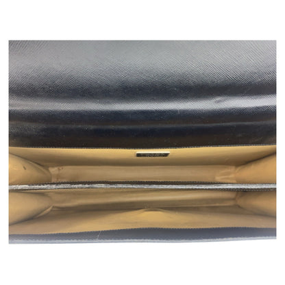 PRADA Business bag leather Black SilverMetal Safiano
