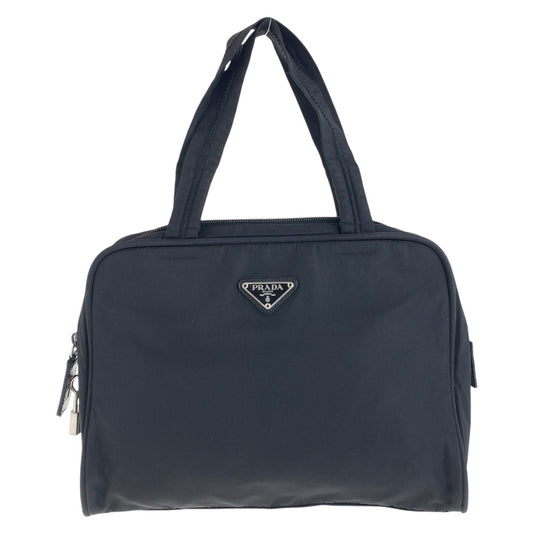PRADA Tote Bag Nylon Black SilverMetal Test Triangle With logo