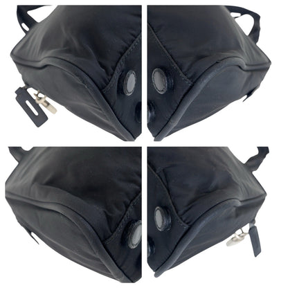 PRADA Tote Bag Nylon Black SilverMetal Test Triangle With logo