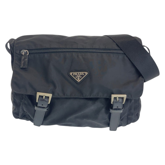 PRADA Shoulder Bag Nylon black Test Triangle With logo