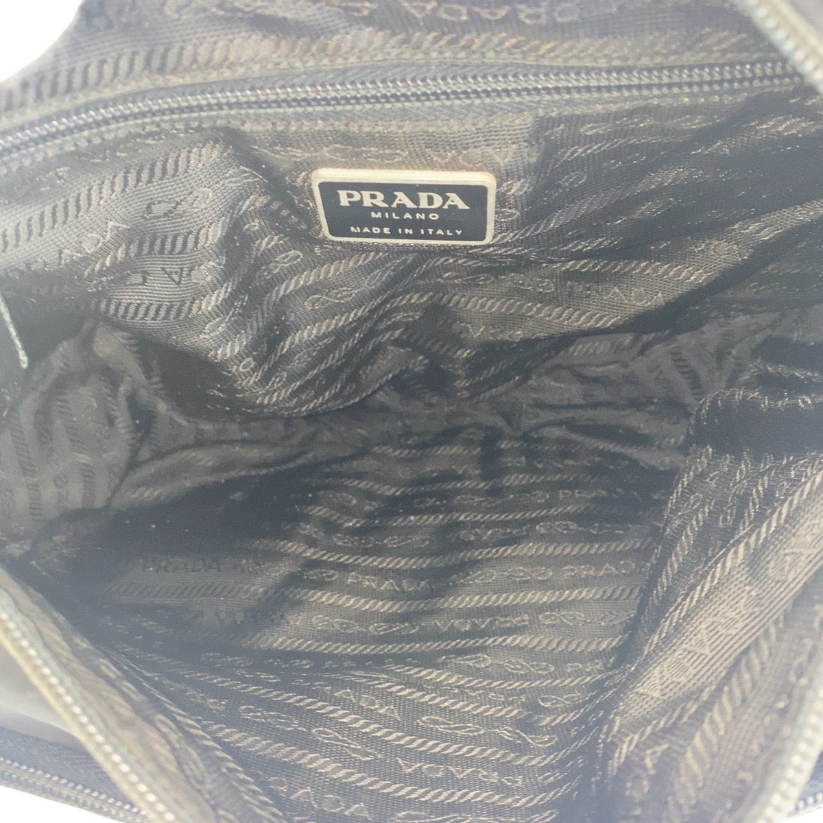 PRADA Shoulder Bag Nylon black Test Triangle With logo