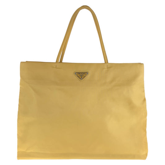 PRADA Tote Bag Nylon Yellow SilverMetal Test Triangle With logo