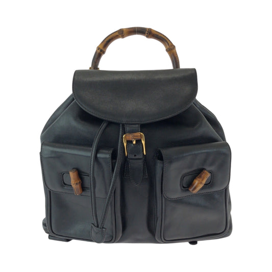 GUCCI Backpack 003 2058 0016 leather Black Brown Bamboo Old Gucci