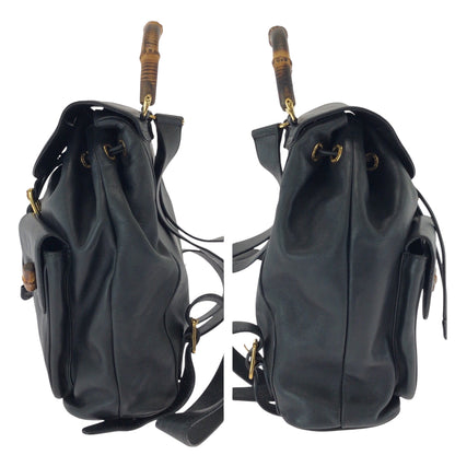 GUCCI Backpack 003 2058 0016 leather Black Brown Bamboo Old Gucci
