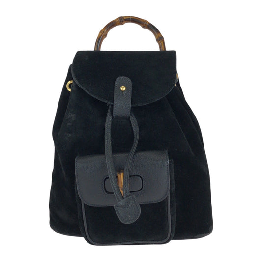 GUCCI Backpack 003 1705 Suede Black GoldMetal Bamboo