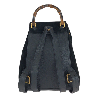 GUCCI Backpack 003 1705 Suede Black GoldMetal Bamboo
