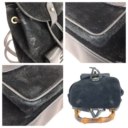 GUCCI Backpack 003 1705 Suede Black GoldMetal Bamboo