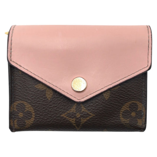 LOUIS VUITTON Tri-fold wallet M62933 PVC Brown Pink Rose Ballerone Monogram Portefeuille Zoe