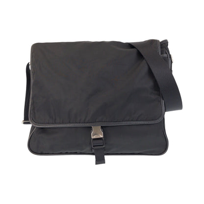 PRADA Shoulder Bag Nylon Black SilverMetal Test Triangle With logo