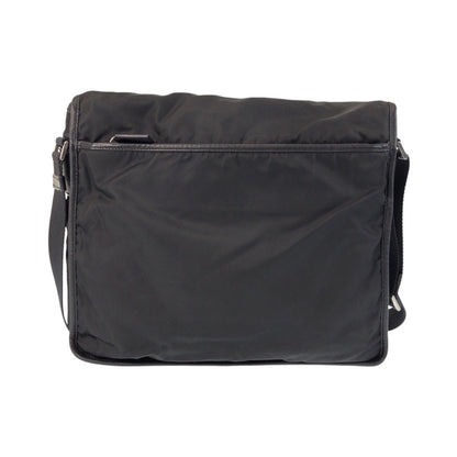PRADA Shoulder Bag Nylon Black SilverMetal Test Triangle With logo