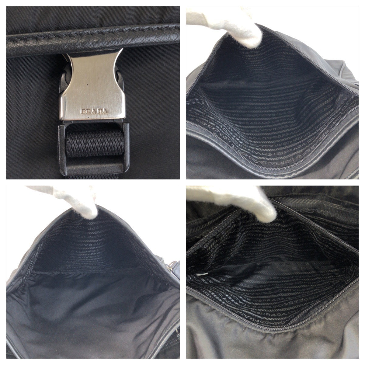PRADA Shoulder Bag Nylon Black SilverMetal Test Triangle With logo