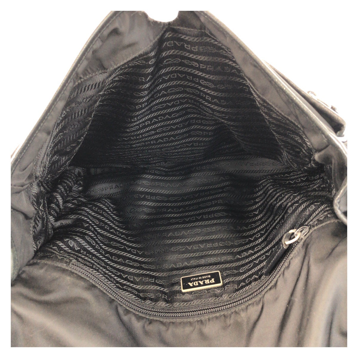 PRADA Shoulder Bag Nylon Black SilverMetal Test Triangle With logo