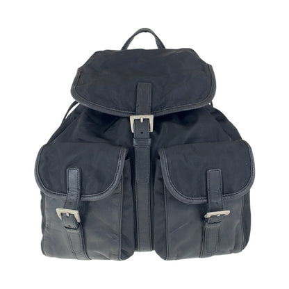 PRADA Backpack Nylon Black SilverMetal Test Triangle With logo