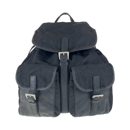 PRADA Backpack Nylon Black SilverMetal Test Triangle With logo