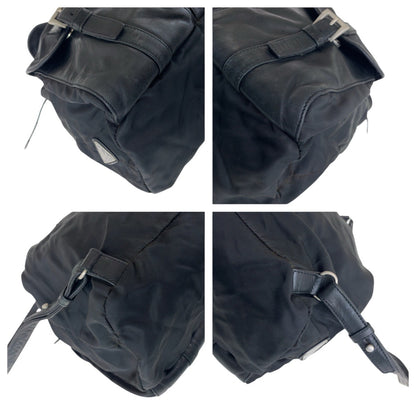 PRADA Backpack Nylon Black SilverMetal Test Triangle With logo