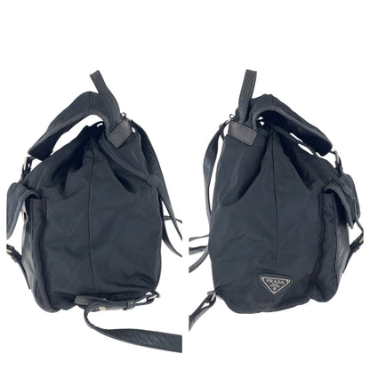 PRADA Backpack Nylon Black SilverMetal Test Triangle With logo