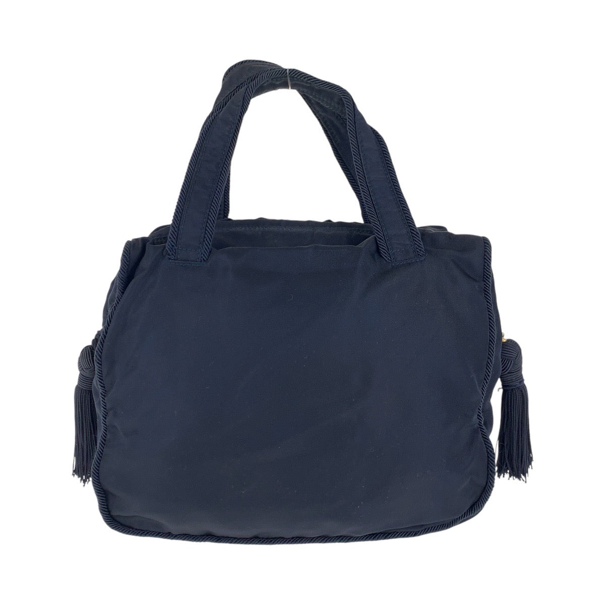 PRADA Tote Bag Nylon Navy Gold Metal Test Bijou fringe