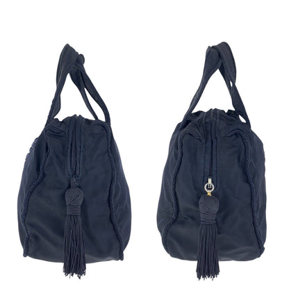 PRADA Tote Bag Nylon Navy Gold Metal Test Bijou fringe