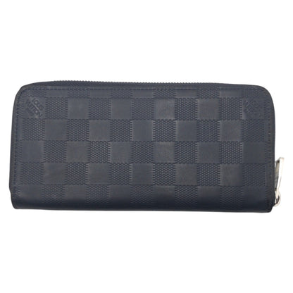 LOUIS VUITTON Long Wallet Purse N63549 PVC Navy Damier Anfini Zippy Wallet Vertical