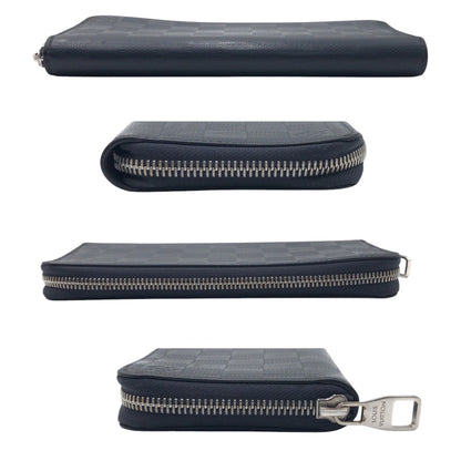 LOUIS VUITTON Long Wallet Purse N63549 PVC Navy Damier Anfini Zippy Wallet Vertical