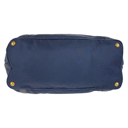 PRADA Shoulder Bag Nylon Navy Gold Metal