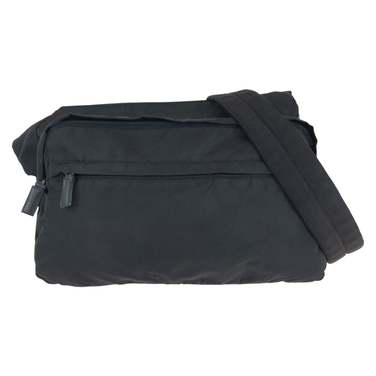 PRADA Shoulder Bag Nylon Black SilverMetal Test Triangle With logo