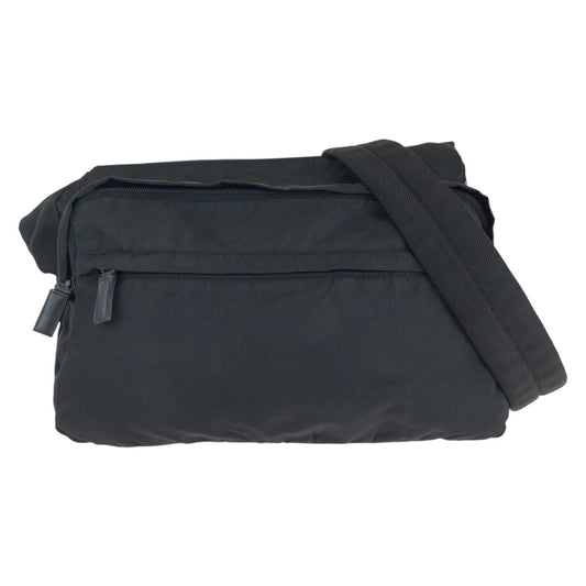 PRADA Shoulder Bag Nylon Black SilverMetal Test Triangle With logo