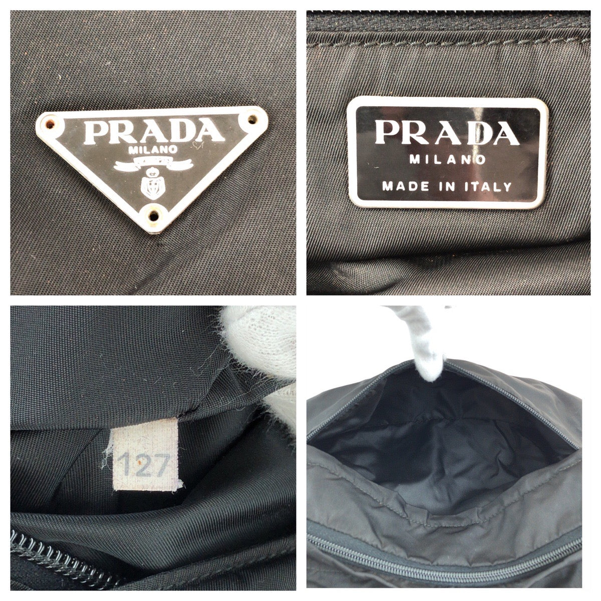 PRADA Shoulder Bag Nylon Black SilverMetal Test Triangle With logo