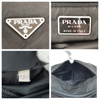 PRADA Shoulder Bag Nylon Black SilverMetal Test Triangle With logo